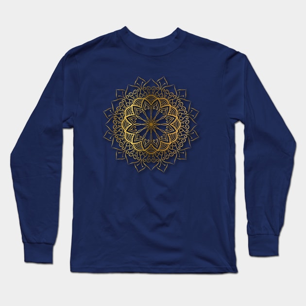 Mandala luxury golden Long Sleeve T-Shirt by Mako Design 